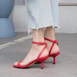 Size 34-43 Rome Sandals Women 2023 Real Leather Ankel Strap High Heels Shoes For Women Summer Za Elegant