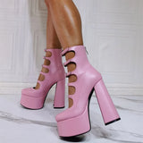Furtado 2022 Spring Autumn high heels Boots peep Toe Stilettos Heels Women's Boots platform back zipper summer boots 41