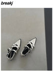 Spring Women Flat Shoes Brand Mary Jane Fashion Pointed Toe Low Heel Party Dress Pumps Belt Cross Strap Ballet Casual