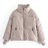 2021 Solid Color Fashion Winter Parka Women Long Sleeve Zipper Thick Warm Parkas Coat Casual Down Jacket With