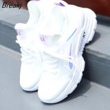 Mesh Vulcanize Shoes Women Breathable Sneakers Hollow Student Flat White Tennis Female Round Head Spring Fashion