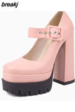 Size 36-43 Women Pumps Buckle Strap Super High Heels Shoes For Women 2023 Summer Chunky Heel Fashion Platform