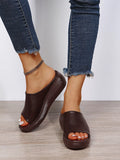 Leather Sole Slippers Women Sexy High Heel Mules Clogs Black Peep Toe Platform Mules Emal Slip on Wedges Sandals