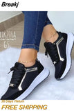 New Women Chunky Sneakers Solid Color Platform Shoes Thick Bottom Zipper Women's Vulcanized Shoes Sneakers Zapatos De