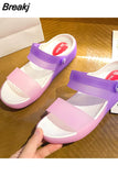 Women Blue Summer Sandals Rubber Jelly Shoes Non Slip Comfort Women Slipper And Sandal Hot Sale Women Beach Shoes Indoor