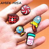 1pcs Cute Globe PVC Shoe Charms Rocket Cup Accessories Chill Sugar Shoe Decorations fit Croc Bracelet Kids