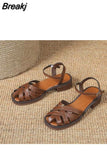 Gladiator Sandals Women Buckle Strap Rome Summer Casual Lady Flat