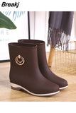 Women Rubber Boots Elegant Short Ankle Rain Boots Fall Autumn Rain Day Waterproof Woman Shoes Rain Boots Women