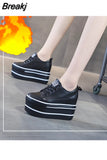 Super High Thick Heel Platform Flats Women Casual Women's Sports Spring Shoes Leather Soft Casual Sneakers White