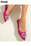 Summer New Rhinestone Pointed Toe Sexy Women Sandals Wear Baotou Set of Feet All-match Banquet Woman Sandals Flat