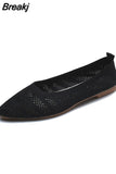 Fashion Slip on Mesh Loafers Breathable Stretch Ballet Shallow Flat Elegant Women Soft Bottom Pointed Toe Boat Shoes