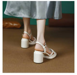 8cm Sandals Women Luxury Brand Summer New Style Chunky Heel Sandals Sexy Heels Women's Shoes Sandals For Women White