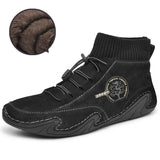 Men Boots Suede Leather Western Ankle Boots Men Warm Fur Winter Snow Boots Casual Shoes Sneakers Cowboy Botas