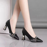 Women Cool Black & White Patent Leather Spring & Summer Slip on Stiletto Heels Lady Fashion Brand Elegant Comfort Pumps
