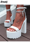 Dropship 2023 Summer High Quality Platform Ankle Strap Cover Heel Buckle Strap Fashion Sexy Woman Sandals Shoes