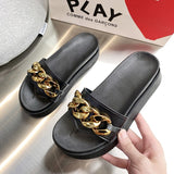 Casual Rivet Rubber Flip Flops Female Shoes Slides Low Luxury Hawaiian Soft 2022 Flat PU Fashion Basic Metal