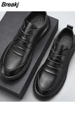 Casual Men Leather Big Toe Soft Sole Dress Versatile Business Lace-Up Summer Breathable Style 2023 Men Shoes Loafers