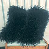 Hot Women Warm Fluffy Leather Boot Winter Plush Artificial Fur Snow Boot Outdoor Antiskid Shoe Mujer Platform Cotton