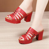 Slippers For Women To Wear 2023 Summer Fashionable Thick-Soled Waterproof Table High-Heel Open-Toe Hollowed-Out Large Size
