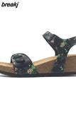 Fashion Women Cork Sandals 2023 New Summer Beach Wedge Trifle Buckle Strap Black White Platform Outside Sandalias