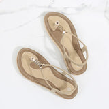Size 36-42Sandals Women Summer New Fashion Flat Shoes Solid Color Elastic Band Rome Sandals Rhinestones