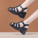 Heel Thick-Soled Baotou Sandals Women's 2023 Summer New Muffin Thick Soles With Large Size High-Heeled Roman
