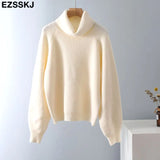 Winter cashmere oversize thick Sweater pullovers Women 2021 loose puff sleeve turtleneck big size Sweater Pullover