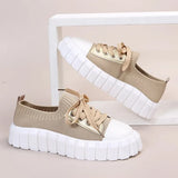 2023 Women Platform Shoes Black Rhinestone Thick Bottom Sneakers Woman Fashion Women's Slip-ons Flats Tennis Female