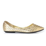 Ballet Flats Weaving Gold Silver Shoes Pointed Toe Breathable Slip-Ons Summer Plus size 35