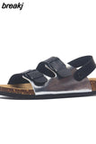 2023 New Summer Beach Cork Sandals Casual Women Outside Non-slip Black White Double Buckle Sandalias