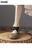 Elastic band ballet flats woman designer shoes for women heels loafers retro square toe grandma shoes femme