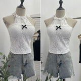 Real Shot With Chest Pad Hanging Neck Lace Sexy Sling Vest Short Babes Bottom Sleeveless Top