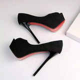 Cm Suede Super High Heels Fish Mouth Single Shoes Thin Heels Party Pumps Small Size Waterproof Platform Womens Shoes