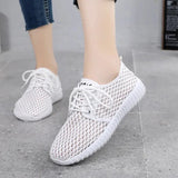 De Mujer Lady Cute Light Weight White Mesh Breathable Spring & Summer Lace Up Shoes Sapatos Femininas Cool Shoes