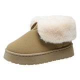 Womens Warm Fur Lined Winter Snow Boots Chunky Platform Plush Ankle Boots Women Thick Bottom Non Slip Cotton Padded Shoes
