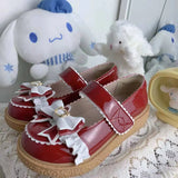 Women Summer Shoes 2022 Red Mary Janes Japanese Style Girls Patchwork Lace Bow Lolita Shoes Kawaii Hook Loop