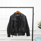 New Fashion Street Faux Leather Jacket Women Casual Loose Batwing Sleeve Washed Pu Leather Coat Biker