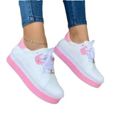 Breakj Spring And Summer New Women's Shoes Thick-Soled Shoes Lace Small White Shoes Low Casual Shoe Leather Large
