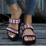 Women Sandals Bling Heels Sandals With Platform Shoes For Women Summer Indoor Outdoor Slippers Lightweight Wedge Zapatos