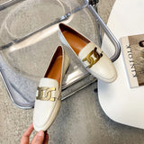 for Women 2022 Women's Loafers Kid Suede Cowhide Female Flat Shoes Metal Buckle Moccasins Casual Mocasines