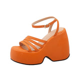 Women Luxury Designer Brand 2022 Summer Microfiber Fashion Platform Wedge High Quality Slides Female Shoe Big Size