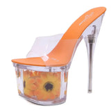 Women Shoes Summer 2023 Outside Slippers Clear Heel Slipper Super High Heels 17.5CM Platform Sexy Slipper Size