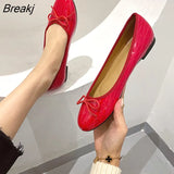 Flat Shoes Women Bow Beanie Shoes Round Toe Egg Roll Shoes Spring Autumn Single Shoes Solid Color Plus Size
