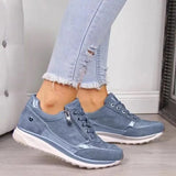 Sneakers Women Solid Color Lace-up Versatile Platform Shoes Fashion Plus Size Vulcanize Shoes Zapatos De Mujer
