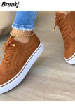 Woman Flats Women's Casual Vulcanized Ladies Comfortable Shoes Plus Size 42 43 2023 Lace Up Women Denim Canvas
