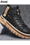 New Men Comfortable Sneakers Waterproof Outdoor Casual Shoes Tooling Motorcycle Boots Non-Leather Shoes for Men