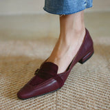Shoes Women Suede Leather Pointed Toe Slip-on Shoes Vintage Patchwork Female Flats Casual Women's Loafers