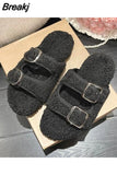 Shoes Luxury Sandals Summer Heels Espadrilles Platform Buckle Strap Suede Fashion Girls Outside Low High Fur Clogs