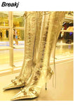 Knee High Boots 2023 Winter Boots Brand New Super High Thin Heels With Rivet Retro Fashion Cool For Women Summer
