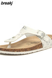 2023 New Women Print Cork Flip Flops Slipper Casual Summer Beach Outside Non-slip Slides